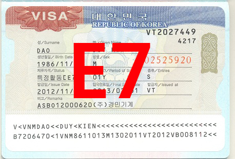 Visa E7 Hàn Quốc